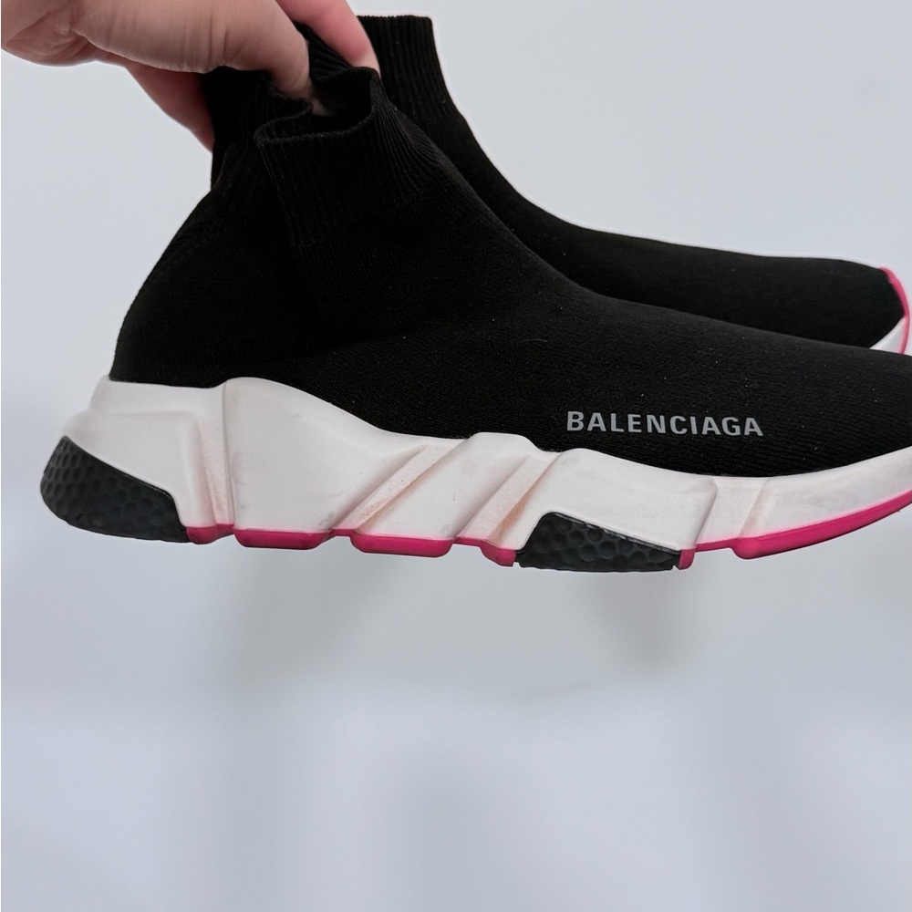 Balenciaga Women's Black and Pink Sock Sneakers